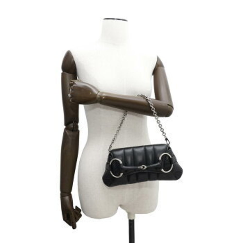 Gucci Horsebit Leather Handbag Chain Bag Black - Picture 5 of 8